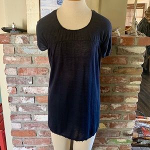 Vince Navy Cashmere Short Sleeve Sweater